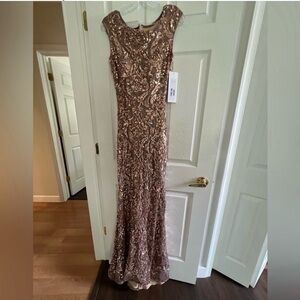 Jovani Shimmering Sequin Maxi Dress in Copper